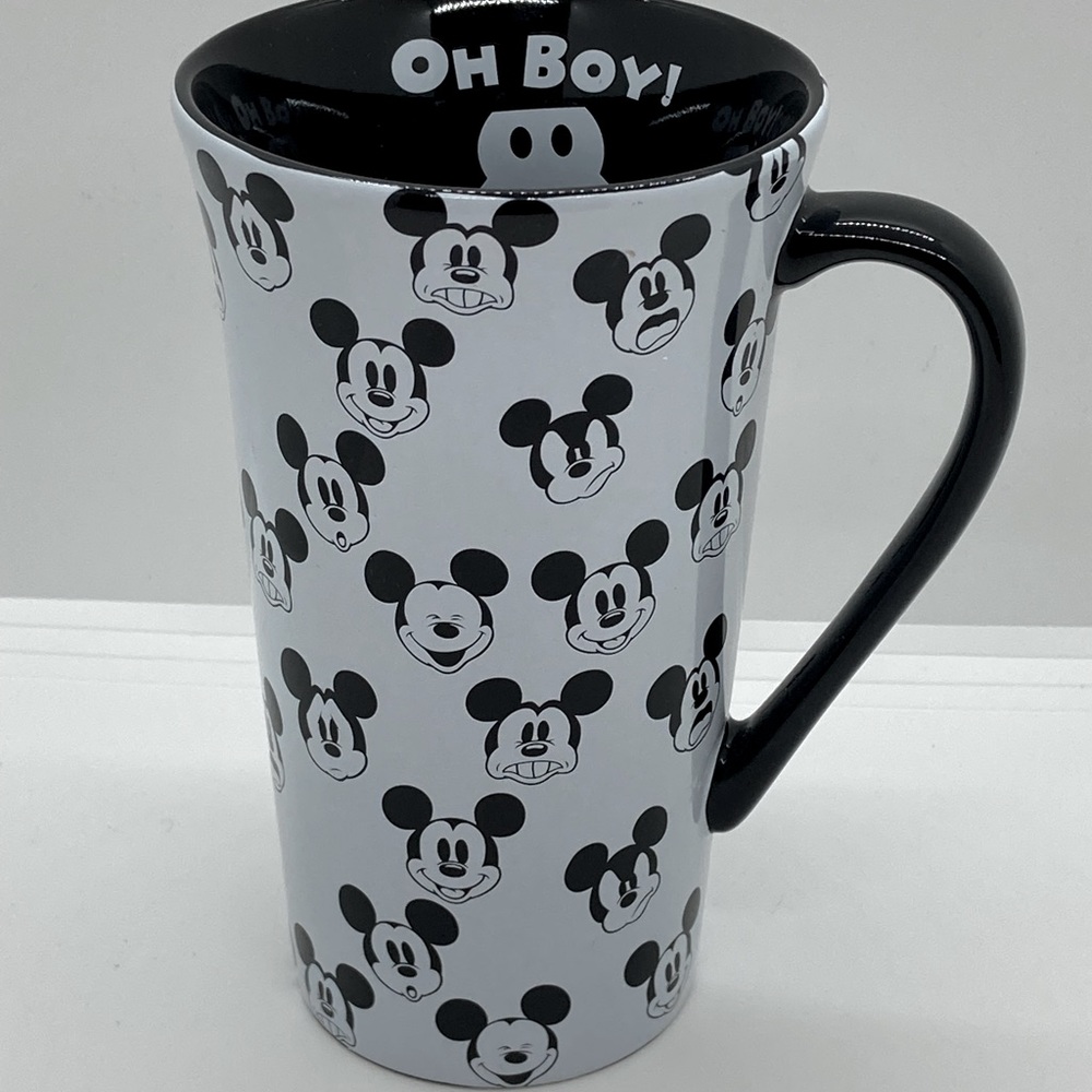 NWT DISNEY MICKEY MOUSE FACES TALL CERAMIC COFFEE MUG—BRAND-NEW, NEVER USED!